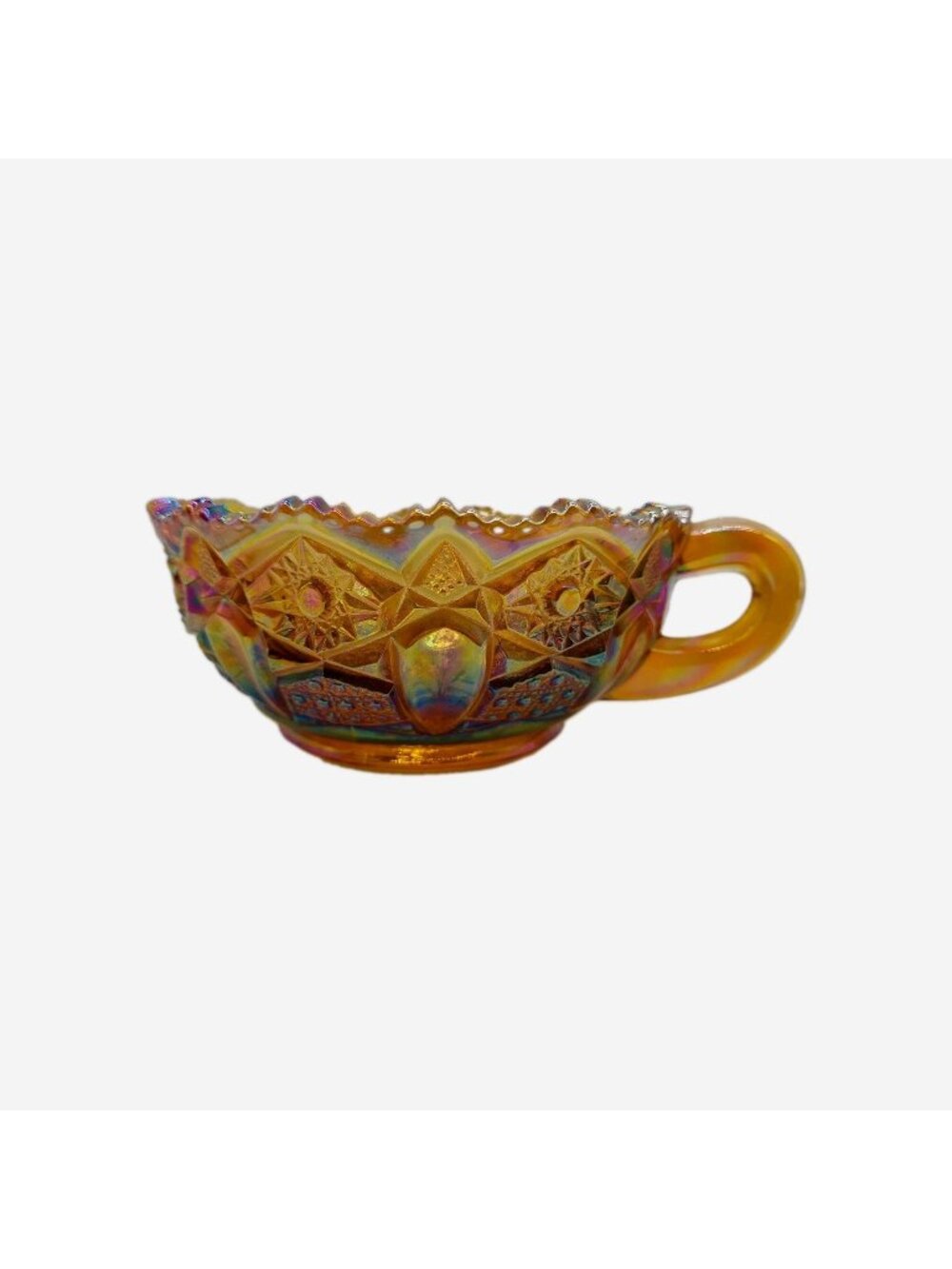 Amberina Bowl Quintec Sawtooth Scallop Edge Handle